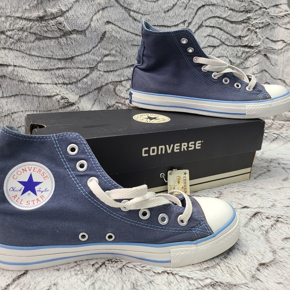 Converse Chuck Taylors High Tops in Navy/ Carolina